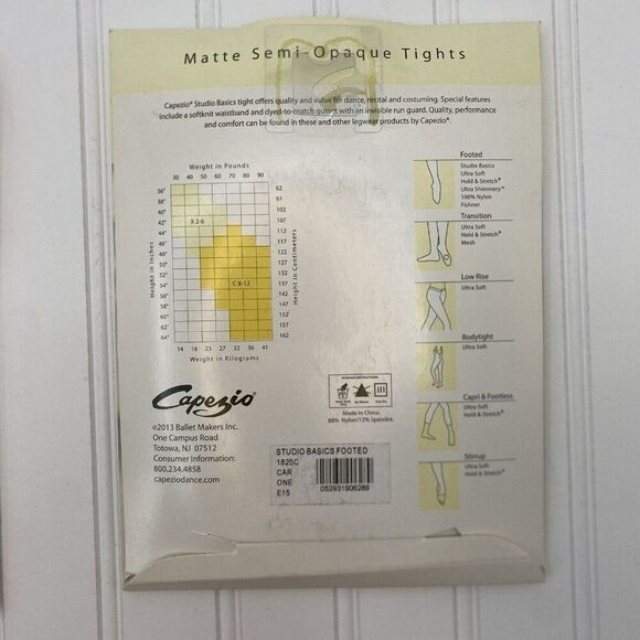 Capezio Studio Basics Matte Semi Opaque Carmel Footed Tights 1825C One Size‎ - Picture 2 of 3
